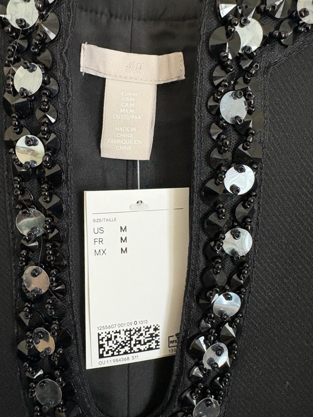 H&M Black Sleeveless Beaded-Trim Mini Dress - Picture 3 of 3